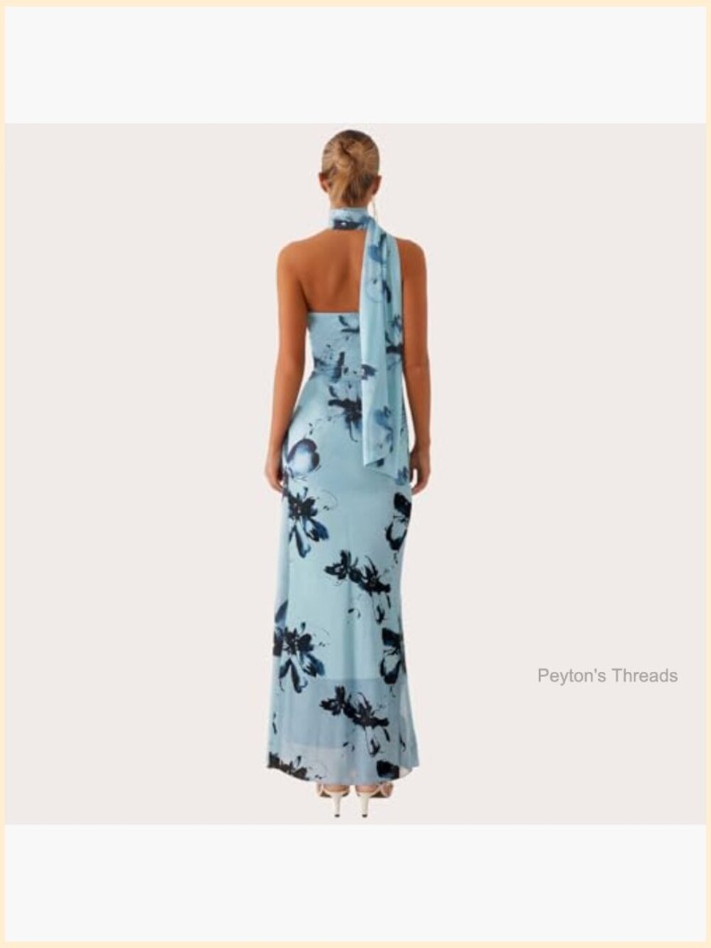 Strapless Bodycon Floral Maxi Dress with Scarf Mesh Layer Cocktail Party - Picture 5 of 7